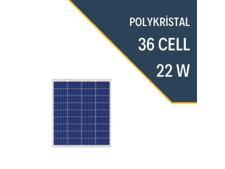 22W POLYKRİSTAL GÜNEŞ PANELİ